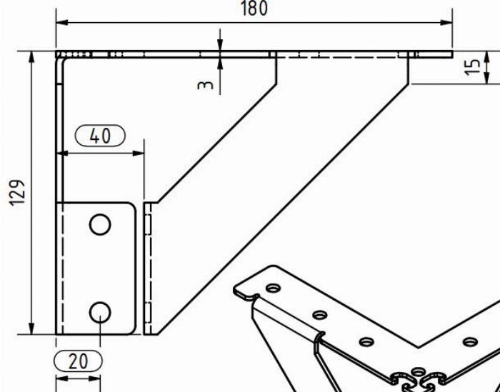 Corner plate t=3mm steel