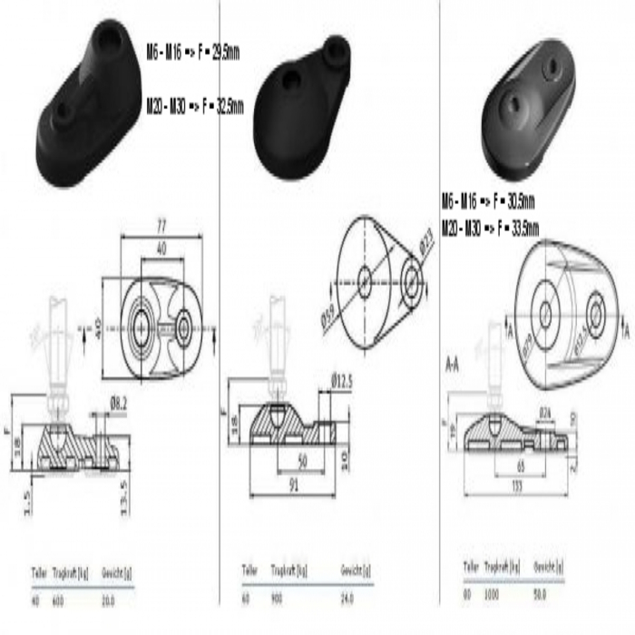 Base 60 with extended base for Swivel Feet, PA, Series 15