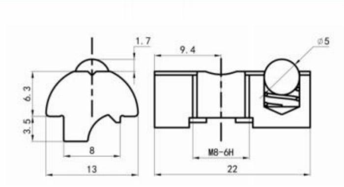 Tuerca corredera insertable, c/guía, ran. 8 tipo-I Aluminio [M8]