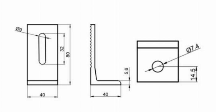 L- escuadra Aluminio 40x80