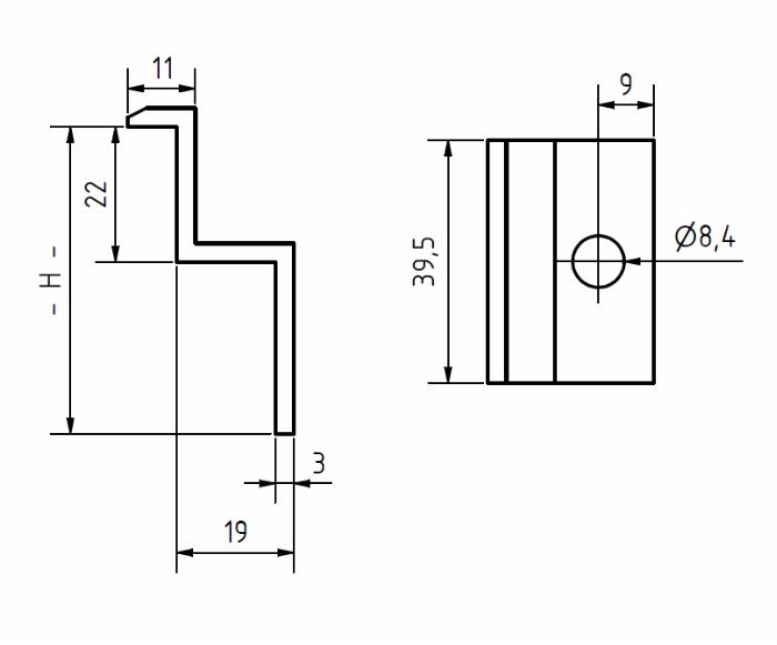 Abrazadera final 39,5 Aluminio H=50